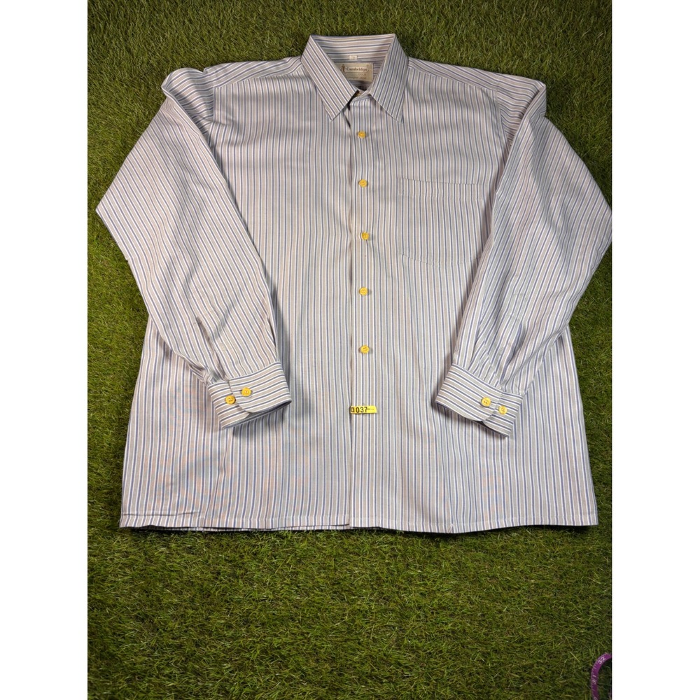 Cambridge‎ Gold Striped Dress Shirt Long Sleeve Button Down Collar Men's 44